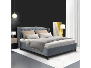 Artiss Pier Bed Frame Fabric Grey Double